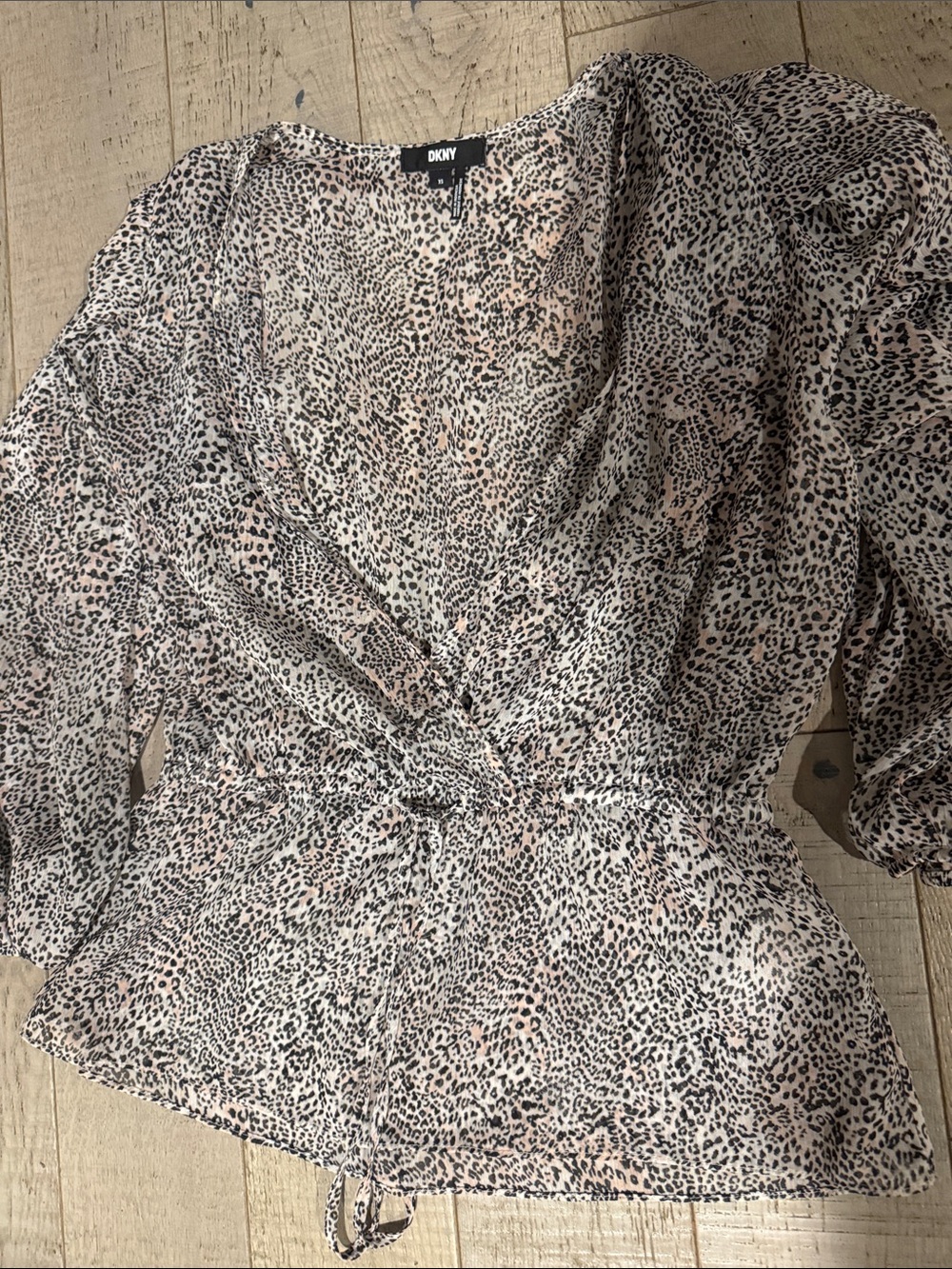 DKNY Women's Leopard Print Wrap Top